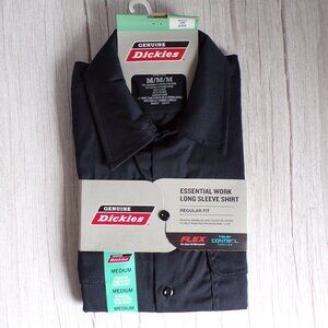 Genuine Dickies Men's Long Sleeve Work Shirt with Flex and Cooling in Dark Navy